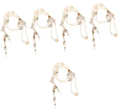 BESTYASH 5 Stück Kristall Brillenkette Brillen Halskettenhalter Für Damen Schlüsselband Für Brillen Brillenkette Brillenband Für Damen Masken Halskette Brillenhalter Brillenbänder