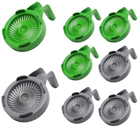 GDFYMI 86 mm Keimdeckel mit Griff für Einmachgläser, Kunststoff-Deckel für Einmachgläser, 8 Stück (4 grün + 4 grau)
