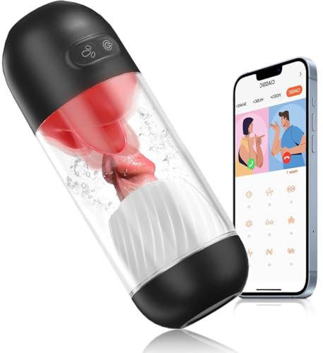 Elektrischer Masturbatoren für Männer Penisvibrator mit APP, Penispumpe mit 9 Vibrationen und 360° Zungenlecken Taschenmuschi Penis Masturbatoren Penis Training Vibrator Sex Spielzeug für die Männer