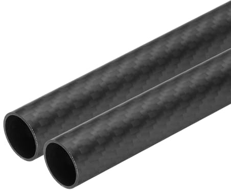 sourcing map 2 Pcs Carbon Fiber Tube 16 x 18 x 330mm Matte Surface Rod 3K Roll Wrapped Pure Carbon Round Tubing for RC Airplane Multicopter