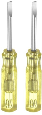 QUARKZMAN 2 Stück SL2.0 Mini Schlitzschraubendreher Set Kleine Schraubenzieher Set 2mm Magnetisch Schlitzkopf 45mm Länge Feinmechaniker Schraubendreher Set für Reparatur Werkzeug Set, Gelb