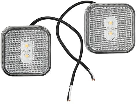 2x LED Umrissleuchte 12-24 Volt 65x65mm zum Anschrauben mit Reflektor Weiß Positionsleuchte Begrenzungsleuchte LKW PKW Anhänger Wohnwagen