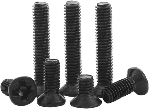 WUSHADEHANS Selbstschneidende Schrauben, 55 Stück Kreuzschlitz-Senkkopf-Faltkopfschraube M1,2 M1,4 M1,6 M1,7 M2 M2,5 M3/M4/M5 Maschinenschraube aus schwarzem Kohlenstoffstahl(20mm M5)