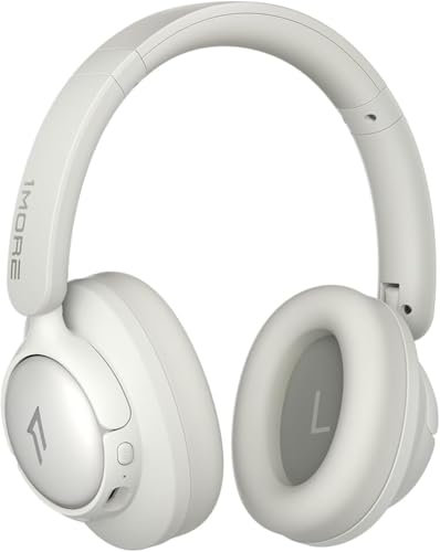 1MORE SonoFlow SE HQ31 Over-Ear Headphones, Hybrid Active Noise Cancelling Headphones with Hi-Res Audio, 90H Playtime, Foldable, Wired Mode Available, Clear Calls, Preset EQ Via App, Multipoint, White