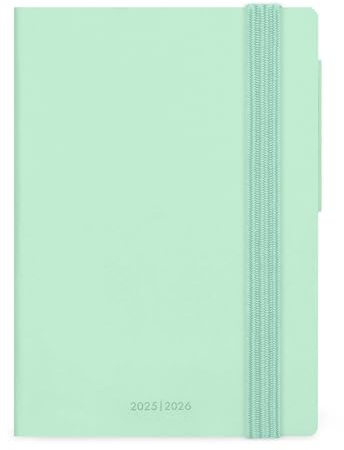 Legami - Wochenplaner 2025-2026, Pastel Mint, 16 Monate, klein, Kalender von September 2025 bis Dezember 2026, Verschluss mit Gummiband, FSC-zertifiziertes Papier, mit Monatsplaner, 9,5 x 13,5 cm