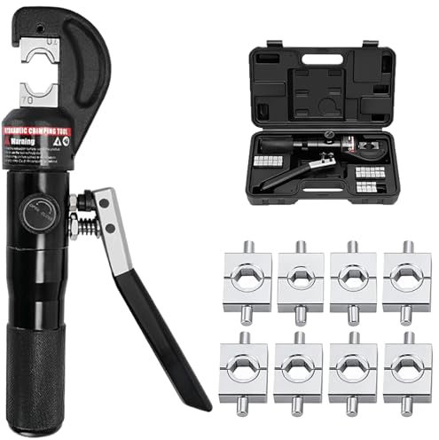Crimpadora Hidráulica para Terminales de Cable, 4-70 Mm², 9 Juegos de Matrices, Estilo Hexagonal, Salida Máxima de 45 Kn, Fabricada en Acero, para Terminales de Cable de Cobre y Aluminio