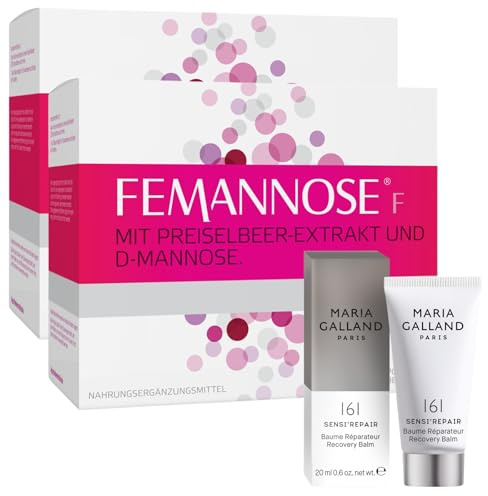 FEMANNOSE® F | Mit Preiselbeer-Extrakt | 2x 30 Sachets + gratis Pflege | Bis zu 6.000 mg D-Mannose pro Tag unter Berücksichtigung der Verzehrempfehlung, vegan, gluten- & laktosefrei, gut verträglich