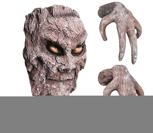 Volti d'albero per esterni, ornamento spaventoso, corteccia decorativa, design realistico, demone scultura, arte di alta qualità, per giardini, pareti, Pasqua, Halloween, decorazione per la casa