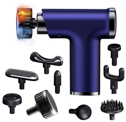 Pistola da massaggio con calore e freddo, testine di ricambio, massaggiatore per tessuti profondi, batteria da 3600 mAh, ampiezza 10 mm, massaggiatore muscolare a percussione per casa, ufficio