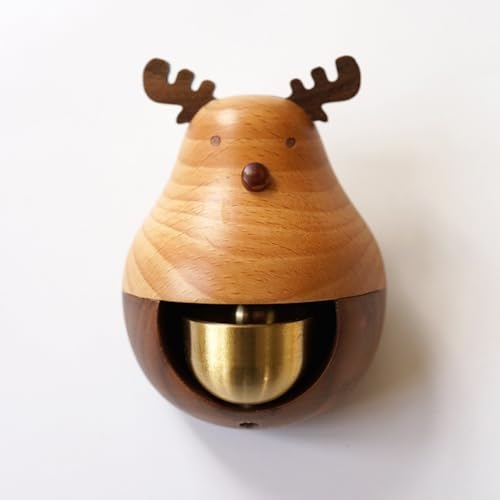 Campanello per porta in legno di noce nero, 10,5 x 10 cm, a forma di cincillà, campanello, in legno massello, per interni ed esterni