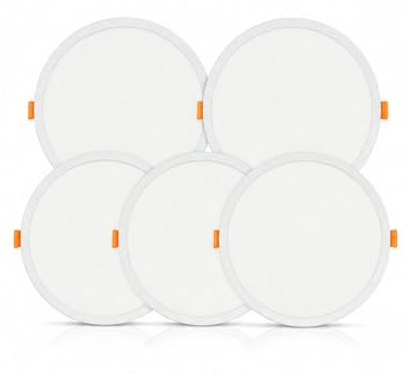 Masterled Pack x 5 Downlight LED 20W Corte Ajustable Ø50-205mm Empotrable Extraplano Redondo 23cm, IP20, Driver Incluido, Luz blanca (6000K), Eficiencia Clase A++ Garantía europea 3 años