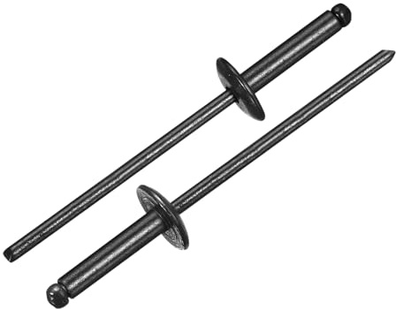 QUARKZMAN 50 Stück Blindnieten 1/8x1/2 Aluminium Nieten, Popnieten Mit Greifer Und Stahl Dorn Großer Flansch Befestigungsniete Für Metall Möbel Automobil Schwarz