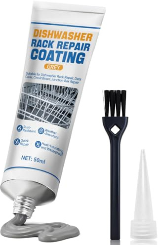 AllisWay Kit Reparation Rouille Panier Lave Vaisselle, Réparation Efficace | Revêtement Réparation Panier Lave-Vaisselle, Mastic Acrylique Gris, Imperméable, Longue Tenue et Durable, 50 ml