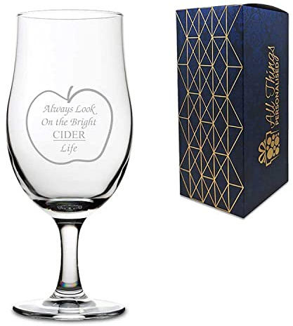 Vaso de sidra grabado de pinta | Always Look On The Bright Cider Life