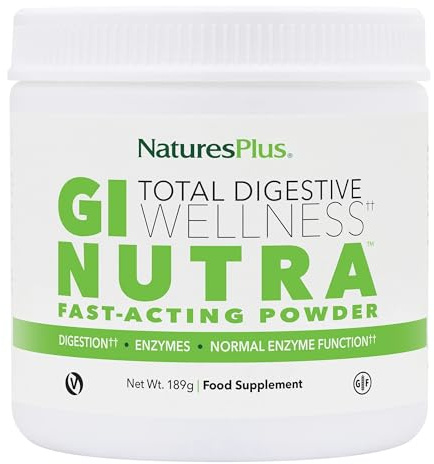NaturesPlus GI Nutra Total Digestive Wellness - Probiotics Supplement with Prebiotics, Enzymes, Calcium, Glutamine Powder - Vegan, Gluten Free - 189g Powder