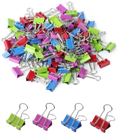 Mr. Pen- Binder Clips, 100 pcs, 0.75, Small Size, Colored Binder Paper Clips, Bulk Paper Clamps for Office Supplies, Home, School, Business, Document Organizing