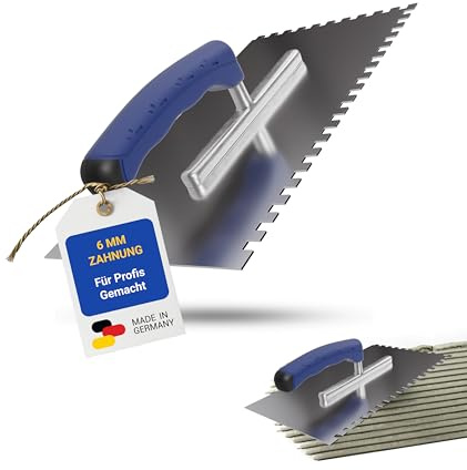 Karl Dahm® Soft Grip Toothed Trowel 6 mm - Professional Smoothing Trowel Made of Stainless Steel - Ergonomic Handle - Fatigue-Free Working - Made in Germany - 10640