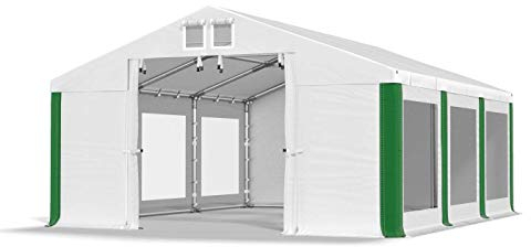 Das Company Tenda per Feste bianco-verde 4x6m Finestre Trasparenti Impermeabile 580 g/m2 PVC Costruzione Winter sul Fondo e Rinforzi Tetto e dell'Ingresso tutto l'anno Tenda da Giardino