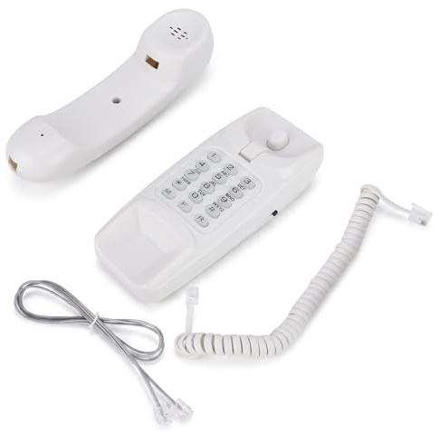 Kabelgebundenes Festnetztelefon,tragbares an der Wand befestigtes Desktop Nein Anruferkennung Telefon,Wahlwiederholung/Blitz/Anrufstummschaltung/leitung Powered Anzug für zu Hause,Büro,Hotel(Weiß)
