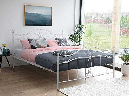 Dubbelsäng Metall 160 x 200 cm Vit Sängram Vintage Antlia