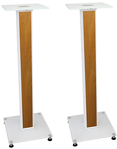 minify BS03 Exklusive Boxenständer in weißem Hochglanz mit Dekoreinlage (Erle)