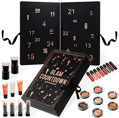 KreativeKraft Adventskalender 2025 Frauen Teenager Mädchen Hautpflege Beauty Make Up Set Weihnachtskalender Schminke Geschenk Idee (Schwarz)