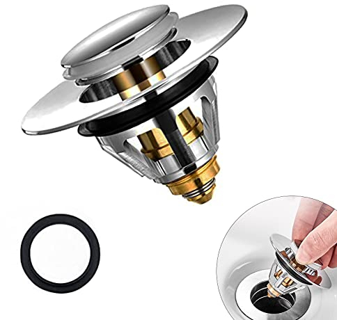Pop Up Stöpsel Waschbecken Mit Anti Clogging Sieb, Universal Abflusssieb Waschbecken Stöpsel Verschluss Ablaufgarnitur für Aufsatzwaschbecken, Abflussstopfen für Badewanne (38-43mm)