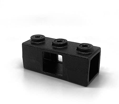 KLEMP Kreuzstück, durchgehend - 25 mm - Typ 22S-25-B - Quadratische Rohrverbinder Vierkantverbindung | Temperguss | Gusseisen | Schwarz