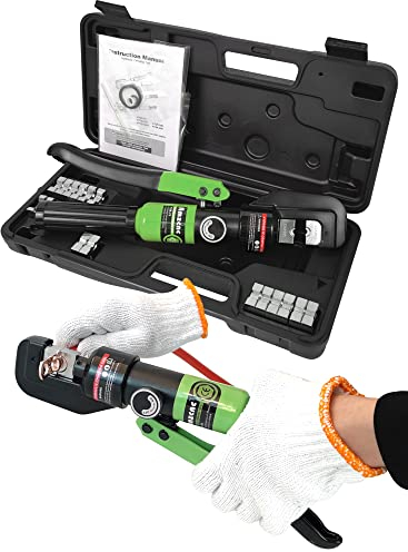 AMZCNC 8 Tons Hydraulische Presszange Crimpzange 4-70 mm² Zange Kabelschuhzange with 9 Pairs of Dies (Crimpzange(4-70mm²))