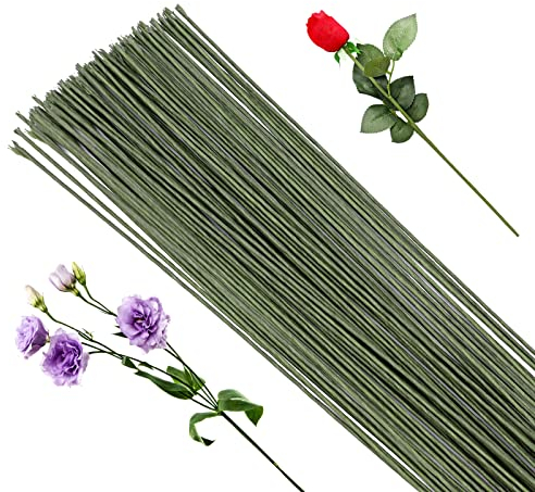 50 Stück Floristendraht, Floristik Draht 1mm Grüner Basteldraht, Blumendraht Grün 30 cm Lang, Für die Herstellung von Blumenhandwerk, künstlichen Blumen, Blumenbouquets