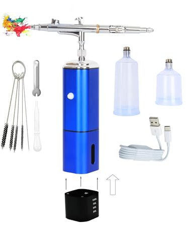 COLOR PEAK Airbrush Kit with Compressor no Hose 1pc Battery Cordless Dual Action Airbrush Set Detachable Air Brush Gun Portable Airbrush for Makeup Art Painting Craft Cake Tattoo Model Barber