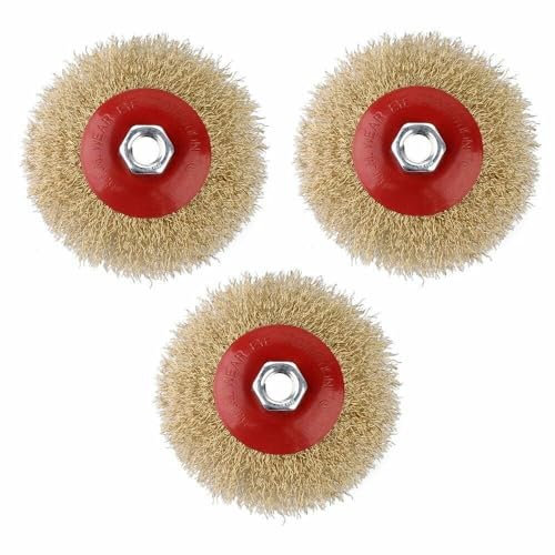 Lot de 3 cônes de brosse métallique – nervures de brosse 115 mm M14 pour rouille polonaise et roues métalliques polies pour boucle d'angle incurvée
