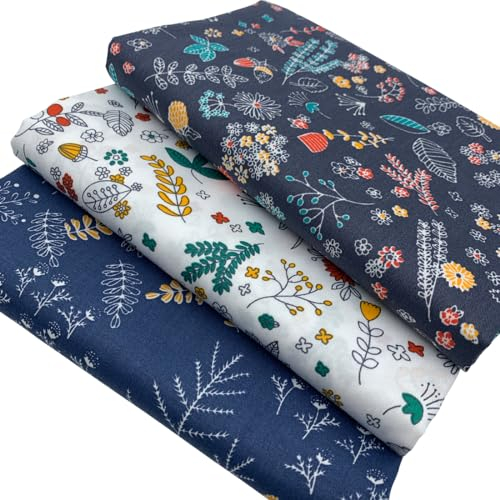 EDGEAM 3 Stück 150x50cm Baumwollstoff Stoffpaket Patchwork Große Stoffe zum Nähen DIY Stoff Nähstoffe