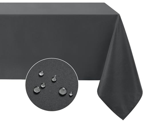 Softalker Abwaschbare Tischdecke 140x240 cm Tischdecken Wasserabweisend Tischwäsche aus 210 GSM Polyester Weihnachtstischdecke Rechteckig für Outdoor Abendessen,Party,Ramadan Festival,Grau
