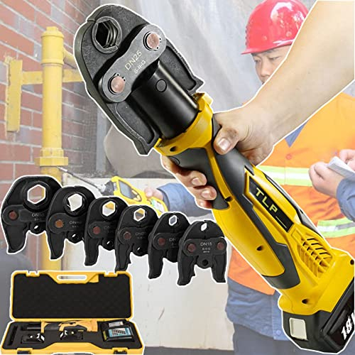 Kit Propress per crimpatura tubi idraulici per tubi in rame - Pressa idraulica per rame con 6 ganasce Propress e luce LED, pressa cordless per sistemi di tubazioni