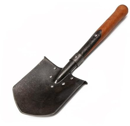 Replica Russian Military Entrenching Shovel Model 1917 Russian Imperial Army WW1 or Red Army WW2, Authentic Historical Design, Wooden Handle, 20.1 Inches, Black, Heavy-Duty