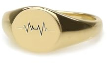 ANEMONE JEWELRY EKG-Linie Graviert Gold Siegelring - 14k Gold Herzschlag Siegelring - Neu Geboren Geschenk - neue Mutter Ring