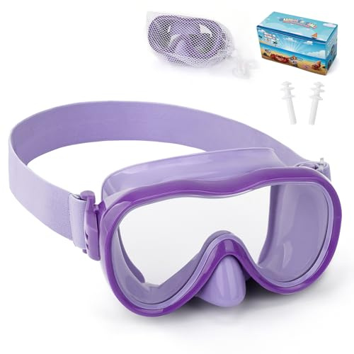 Occhialini da nuoto per bambini, maschera anti-perdite, con copertura per il naso e fascia in tessuto elastico, protezione UV, per ragazzi e ragazze