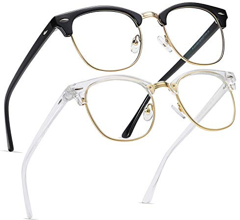 Perfectmiaoxuan 2 Pack Blue Light Blocking Glasses - Retro Round Frame | Anti Fatigue & HD Non-Prescription Lenses for Computer Gaming, Office, and Screen Use | Unisex for Women & Men