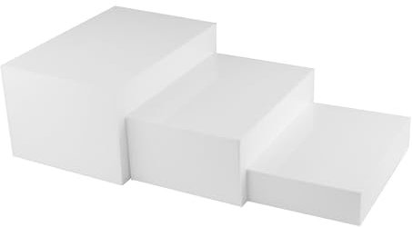 Sharplace 3x rehausseurs de Buffet, présentoir de bijoux, support à gâteaux, acrylique, rehausseurs emboîtables pour événement, comptoir de desserts, blanc