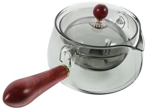 Amosfun Rotating Pot Glass Teapot Side Handle Rotation for Loose Tea Infuser Strainer for Home Office Chinese Tea Kettle