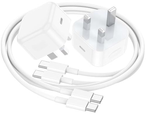 2Pack USB C Charger for iPhone 16 17 15 Pro Max,[Apple MFi Certified]20W Fast Charger Plug with USB C to Type C Cable 1M/2M for iPhone 17 Air/16 15 Plus/17 16 15 Pro/iPad Pro/ Air,UK Wall Power Adapte