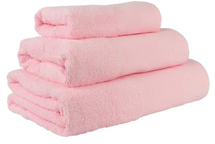 ENERGY COLORS TEXTIL-HOGAR Juego de Toallas de baño 3 Piezas 100% algodón, Toallas Ligeras y absorbentes. (Rosa)