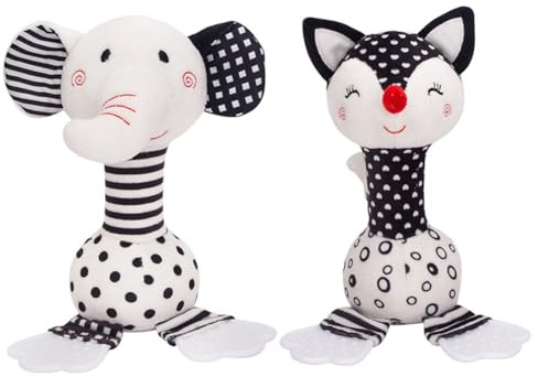 ISAKEN Baby Rassel Spielzeug, Plüschtier Rassel Babyspielzeug Fördern Motorische Fähigkeiten Plüschtier Rassel Baby Glockenspielzeug für Frühes Lernen Kleinkinder 0-6 Monate