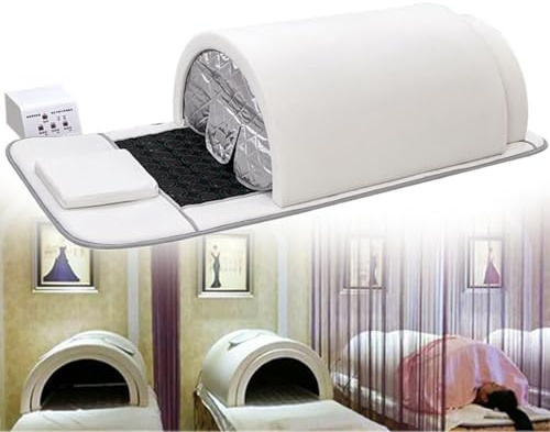 Dôme De Sauna Infrarouge Lointain,Capsule De Sauna Personnelle à Couverture Complète à 360 Degrés Avec Oreiller,Sauna Professionnel Avec Tapis Infrarouge Avec Pierres De Tourmaline Et Germanium,White