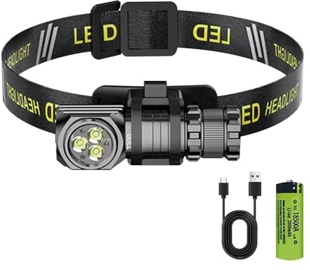 L.StarryIsland Stirnlampe Led, 1300 Lumen Kopflampe, Stirnlampe joggen mit 7 Leuchtmodi, IP55 Wasserdichte Kopflampe, Taschenlampe Aufladbar für Outdoor-Arbeit, Camping, Laufen, Angeln, Wandern