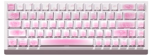 JSJTKeys PBT Side-Printed Translucent Keycaps - Cat Themed Cute Keycap,Cherry Profile Keycap Set 74 Keys,Suitable for Cherry MX Switches 60/61/65/67/68 Mechanical Keyboard Key Caps