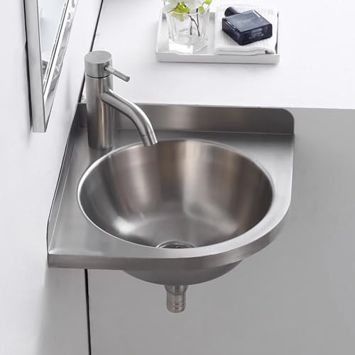 Kleines Utility-Eckwaschbecken, Wandmontage, Wäschespüle, dreieckig, mit Ablaufrohr, für Badezimmer, Küche, Bar