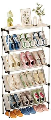 AISIR Scarpiera 5 Livelli, Scaffale Portascarpe Stretta in Metallo, per Ingresso, Armadio Esterno e Interno. Facile da Montare, 64 x 17 x 108 CM, Nero.