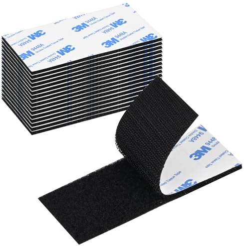 Molkor 5cm x 10cm Klettband Selbstklebend Extra Stark, 16 Stück Klettverschluss Selbstklebend, Schwarz Doppelseitig Klettbands, Breit Selbstklebendes Klettband für Wand, Metall, Stoff